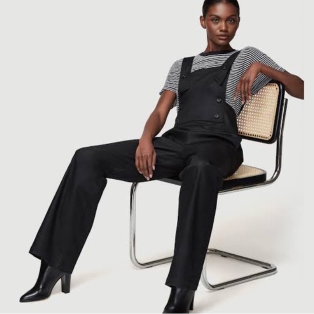 Women's Black Wide-Leg Overalls Jumpsuit